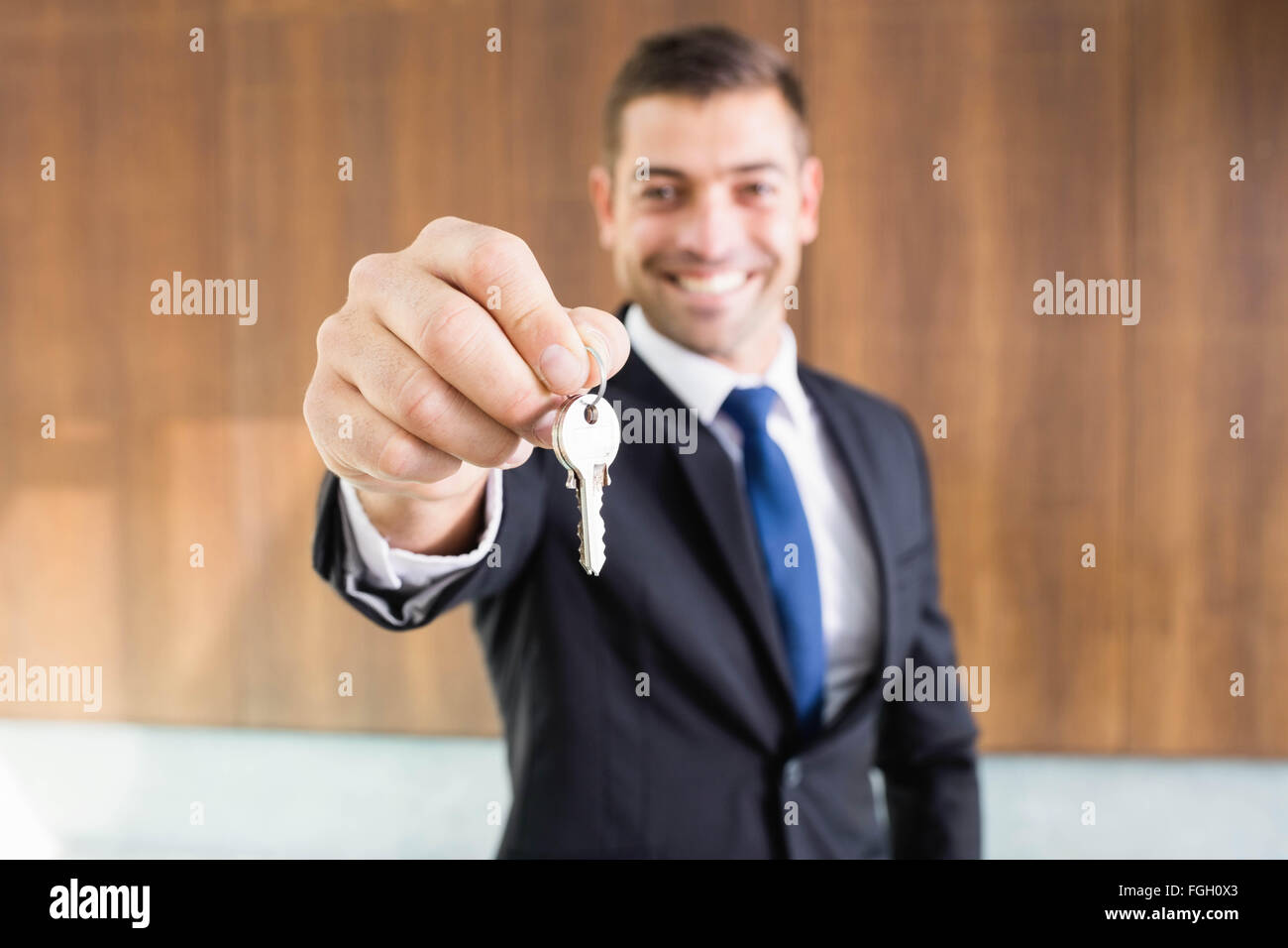 Realestate agent giving keys Stock Photo Alamy