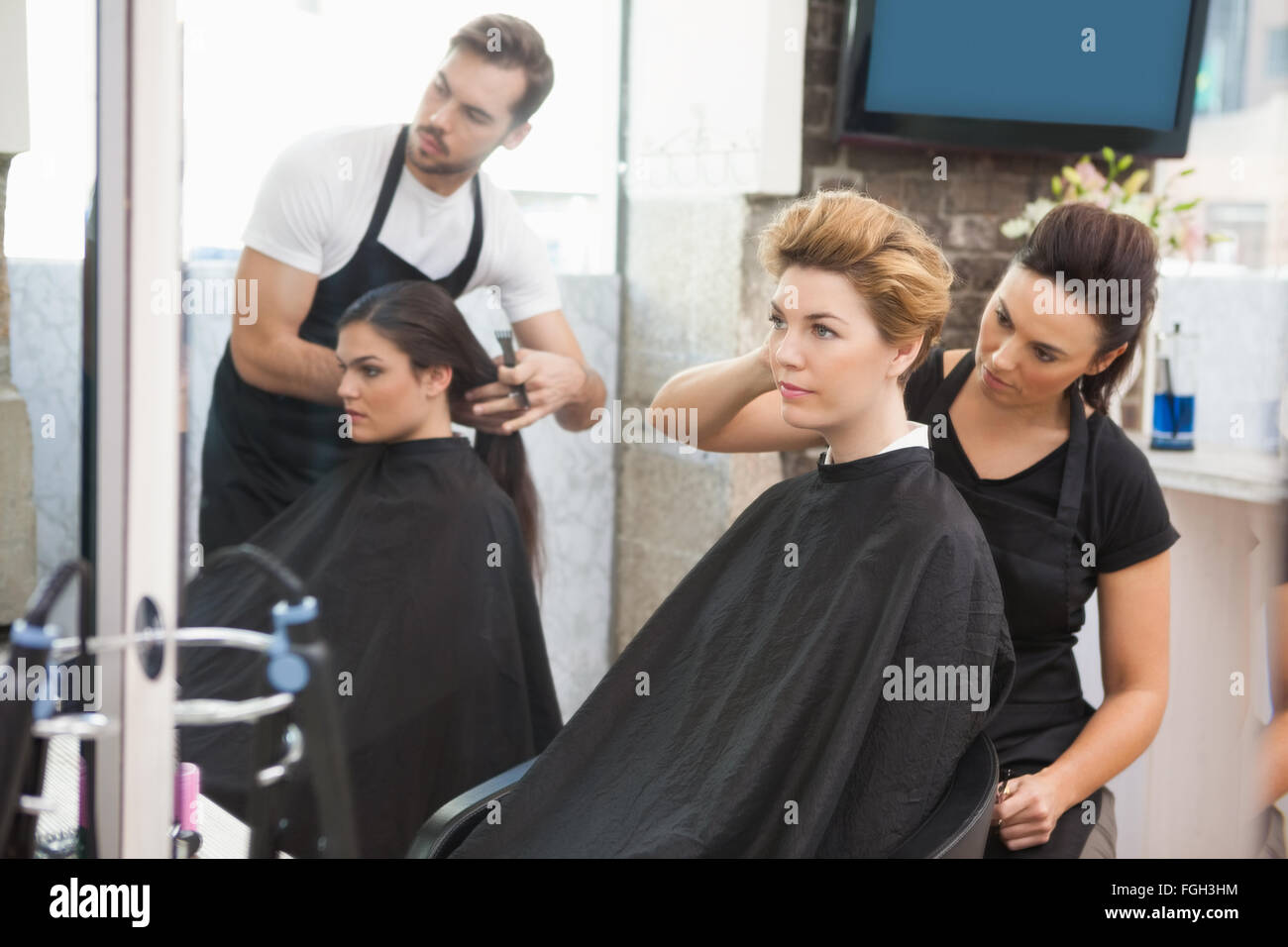 Mature woman hair brush dryer hi-res stock photography and images - Alamy