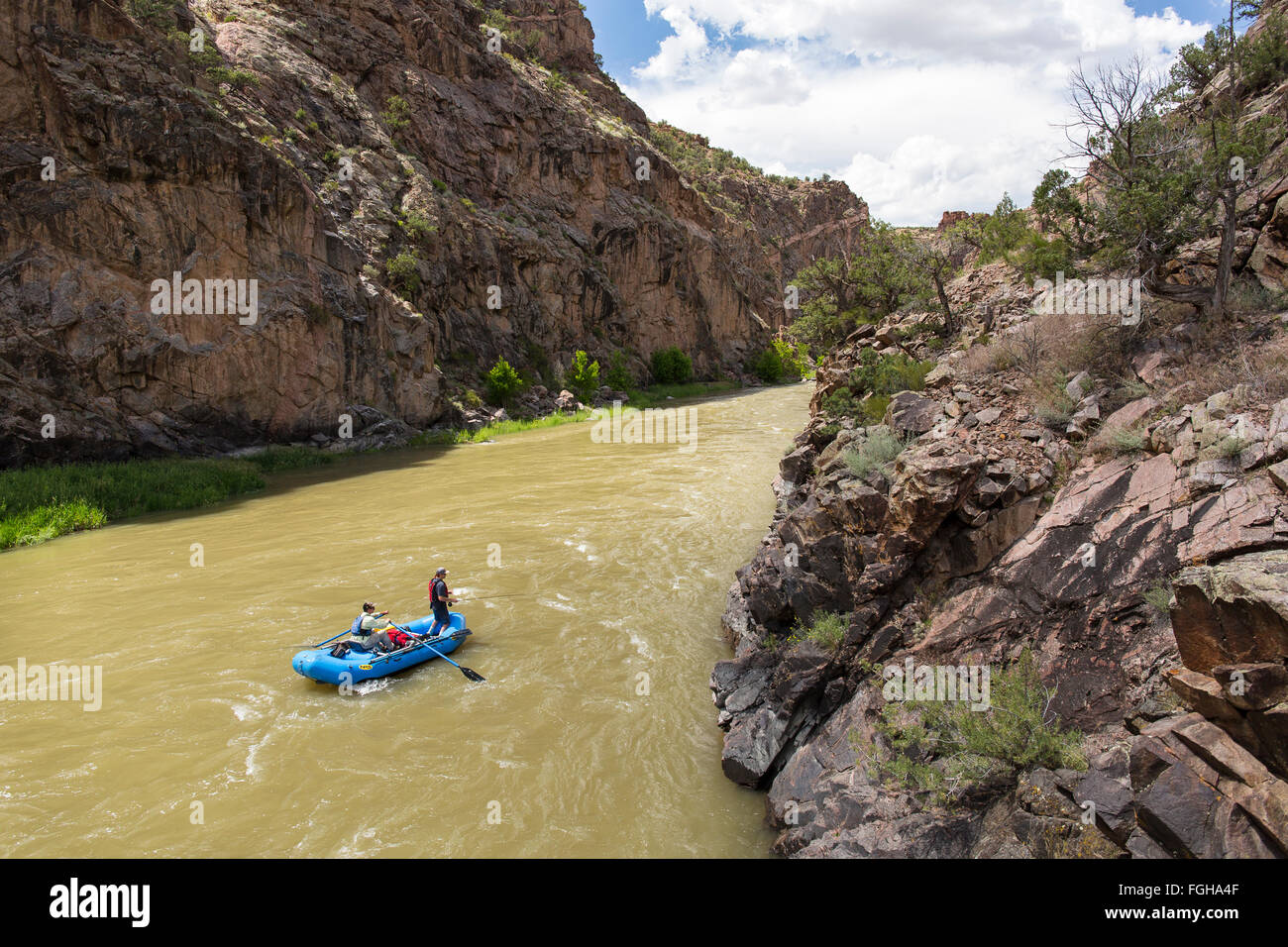 Fly Fishermen on the Black Canyon of the Gunnison River Stock Photo