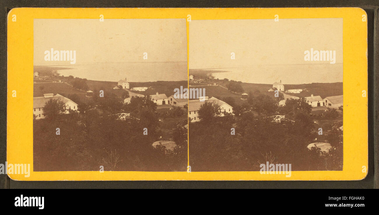 This photograph provides a view of the ocean from a high vantage point ...