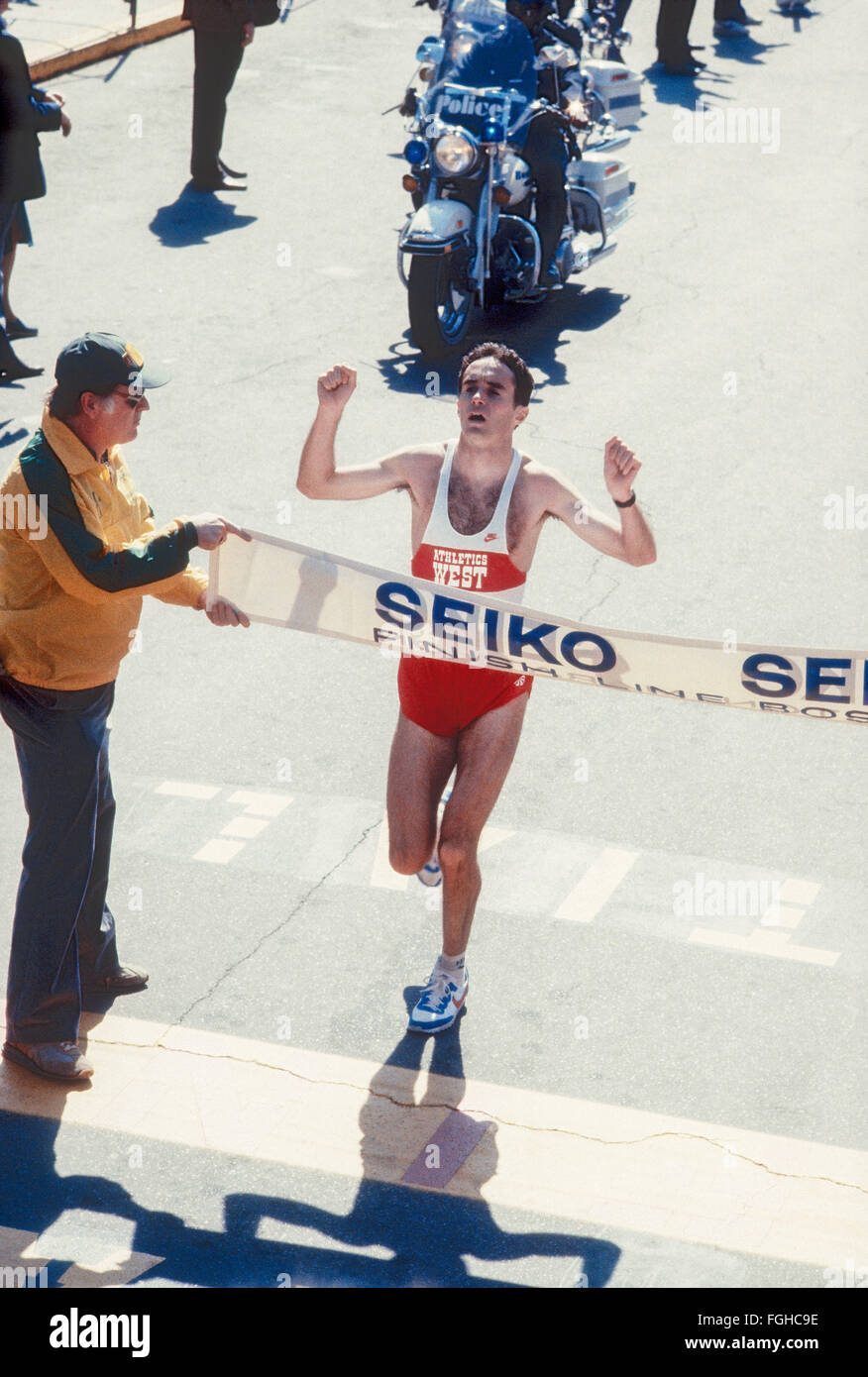Alberto Salazar (USA) winning the 1982 Boston Marathon Stock Photo Alamy
