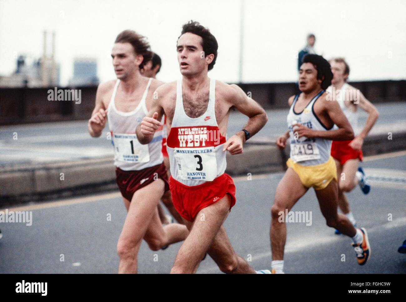 Alberto Salazar (USA) competing in the 1981NewYork City Marathon Stock