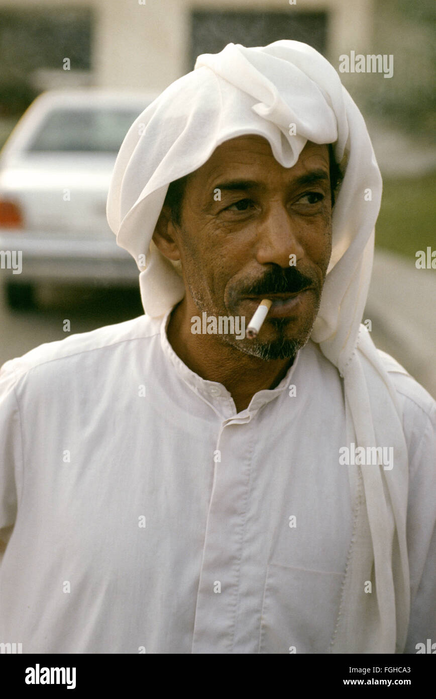 Known by the nickname 'Tex' on the Dhahran Aramco compound, he sells Saudi souvenirs to the expatriate work force. Stock Photo