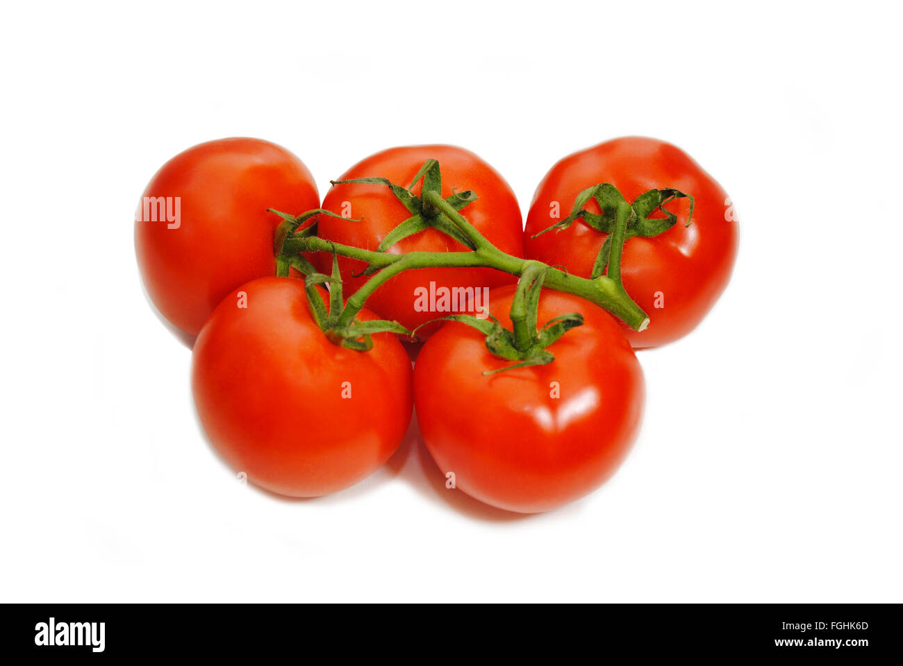 Five Ripe Tomatoes Isolated Over White Stock Photo Alamy