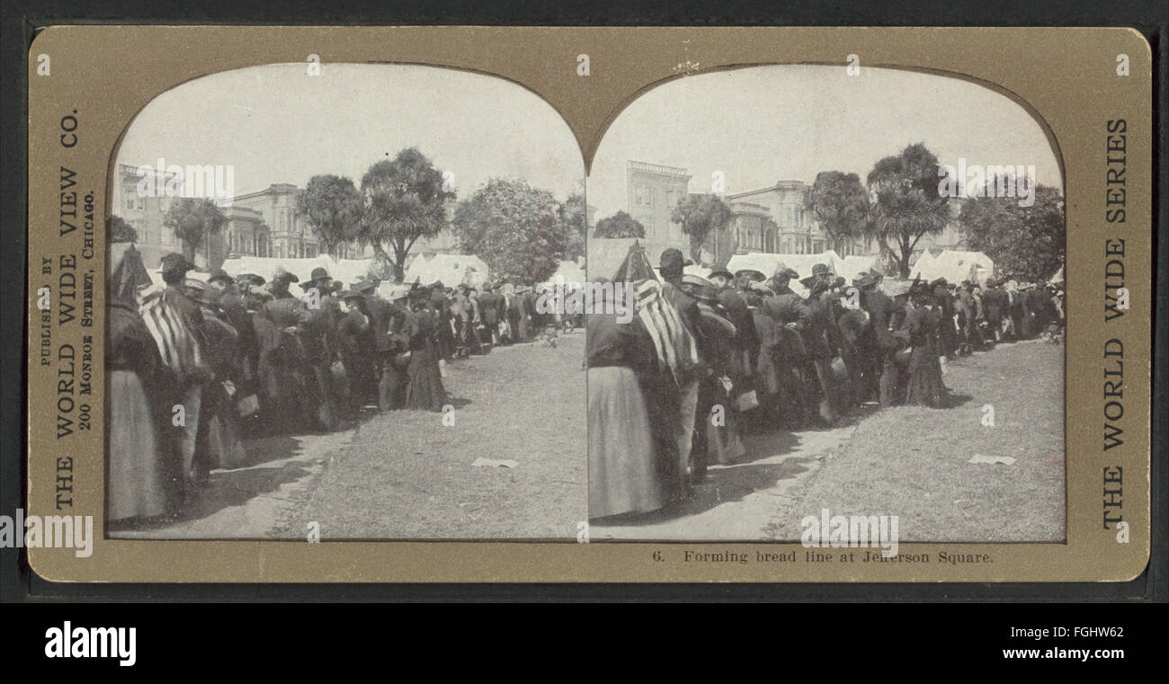 Forming bread line at Jefferson Square, by World Wide View Company, (ca