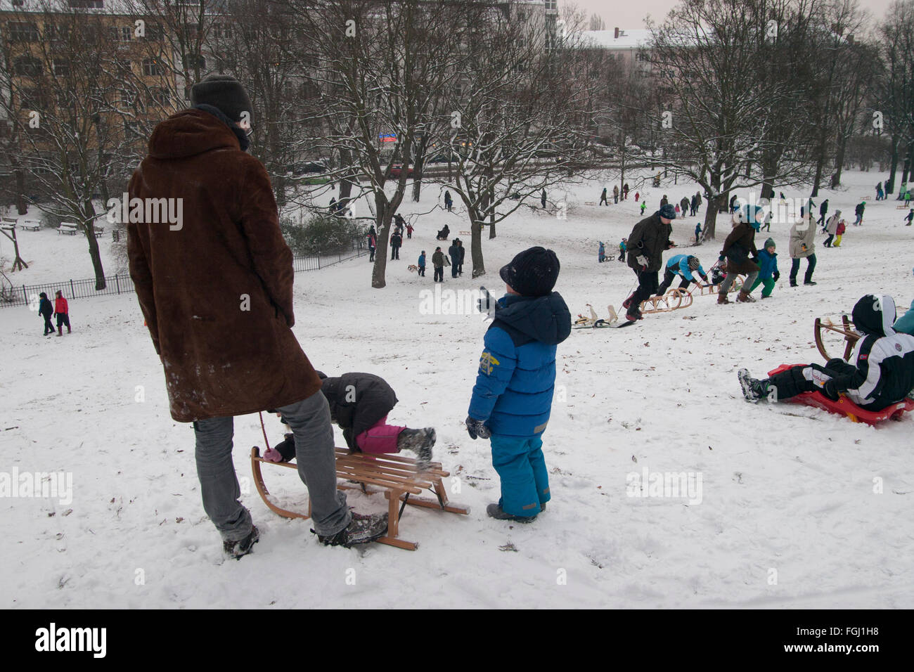 sledding Berlin Germany Stock Photo Alamy