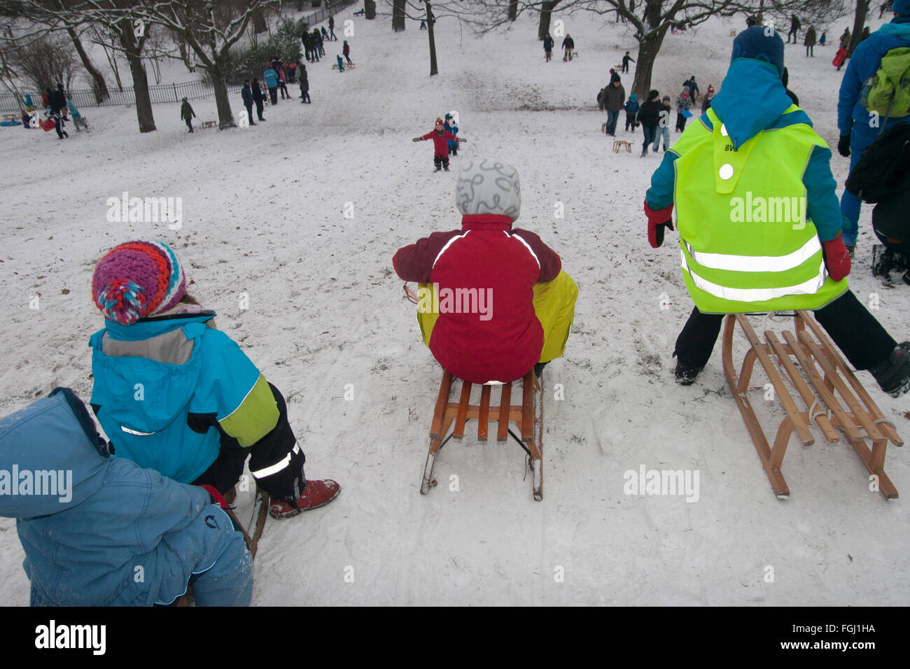 sledding Berlin Germany Stock Photo Alamy