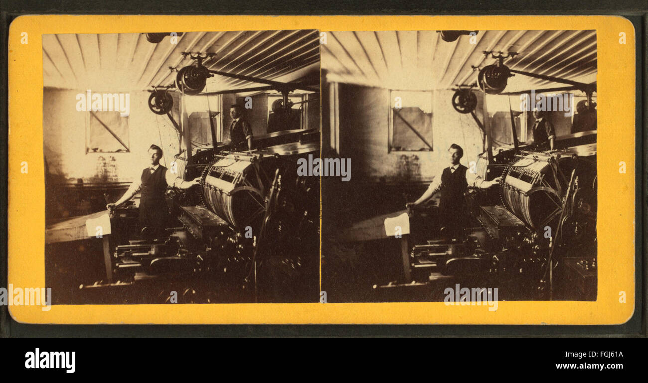 Men and printing press, Brattleboro, Vt, from Robert N. Dennis