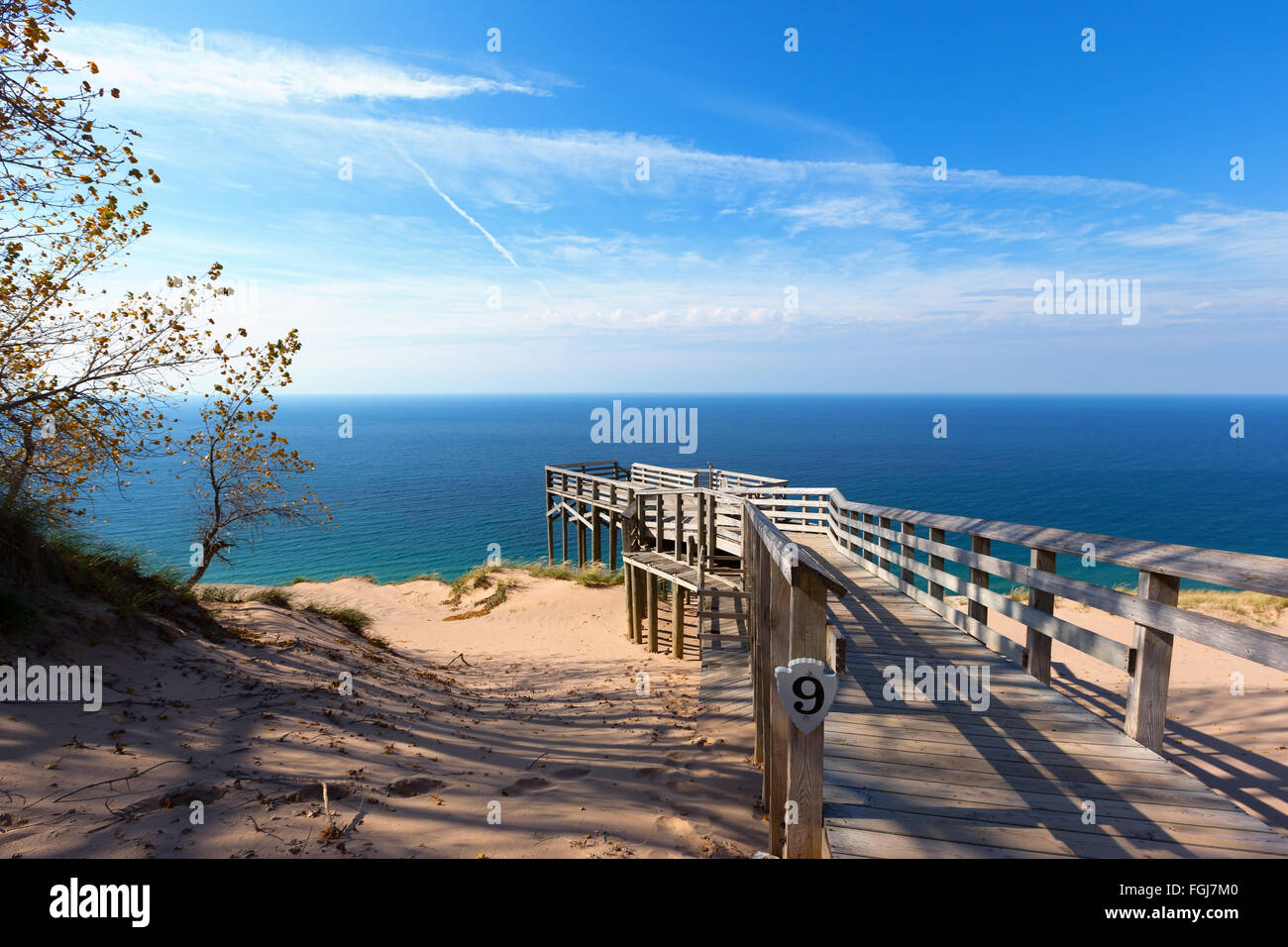 Scenic Overlook #9 at Sleeping Bear Dunes National Lakeshore. This overlook offers a stunning vista of Lake Michigan Stock Photo