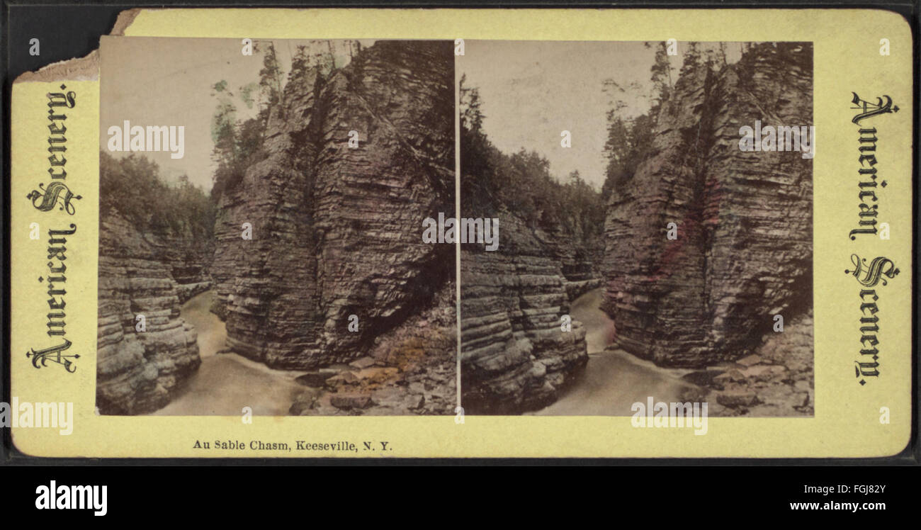 Au Sable Chasm, Keeseville, N.Y, from Robert N. Dennis collection of stereoscopic views Stock Photo