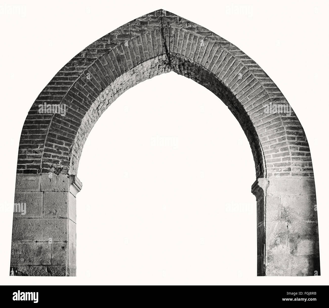 Brick pointed arch suitable as a frame or border. Stock Photo