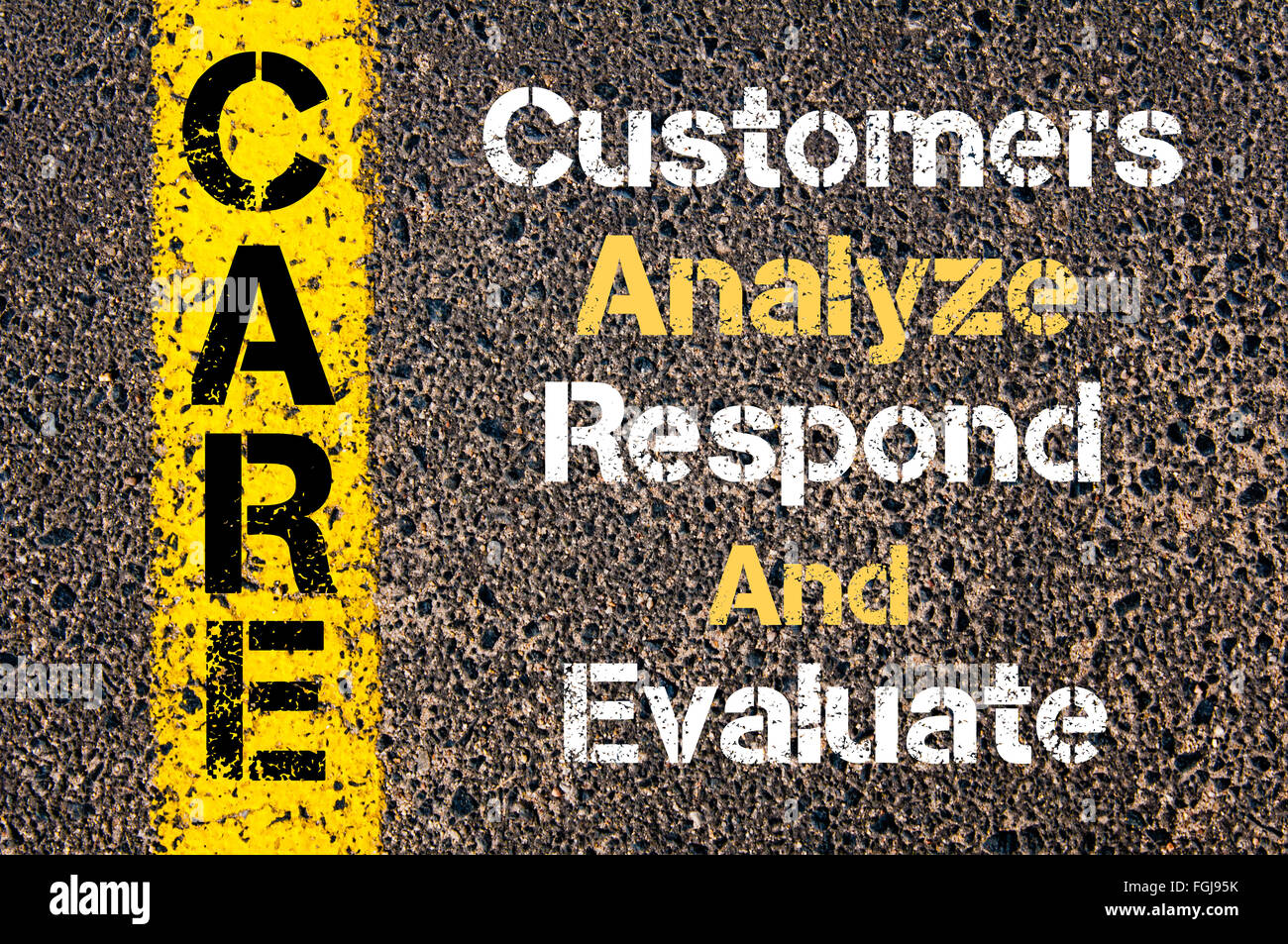 Concept image of Business Acronym CARE Customers Analyze Respond And