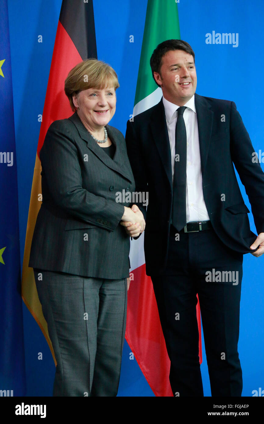 BKin Angela Merkel, Matteo Renzi - Treffen der dt. Bundeskanzlerin mit dem italienischen Ministerpraesidenten, Bundeskanzleramt, Stock Photo