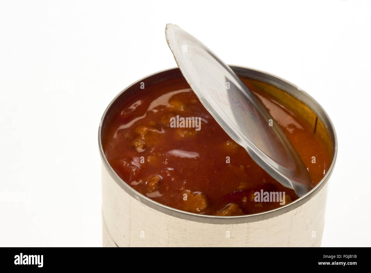 Open Can of Chili Stock Photo