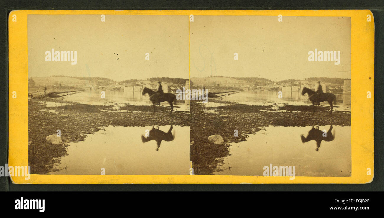 A photograph of a pontoon bridge across the Potomac River at Berlin ...