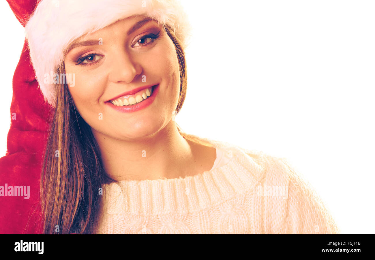 Smiling santa helper woman hi-res stock photography and images - Alamy