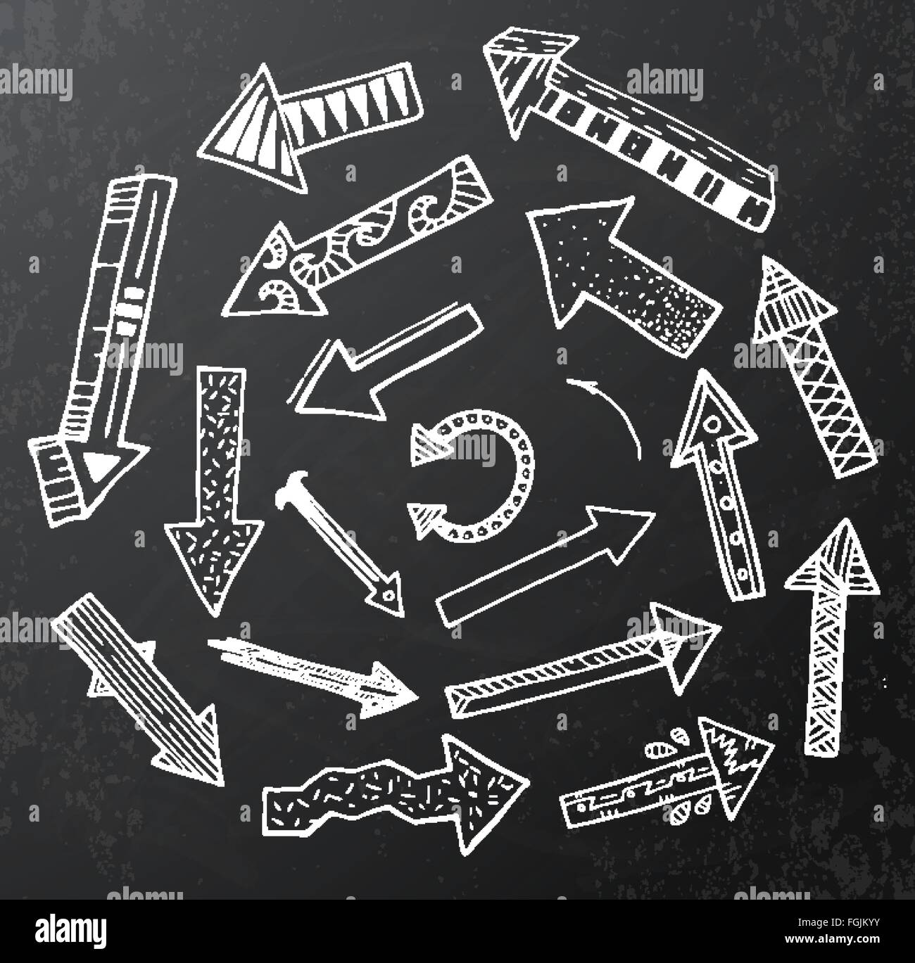 Hand drawn arrow icons set on black chalk board. Vector Illustration ...