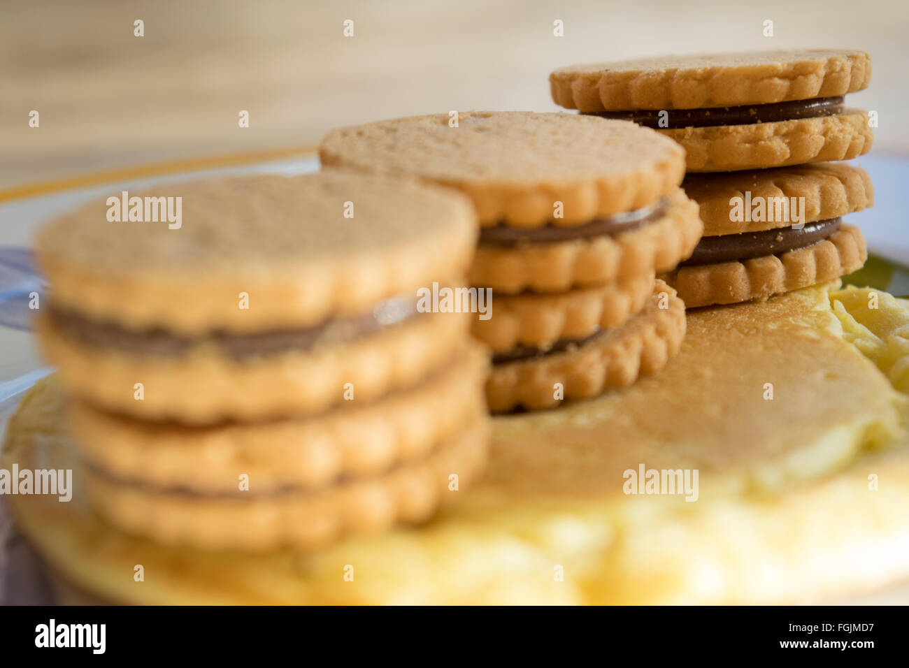 Sandwich biscuits with chocolate filling Stock Photo Alamy