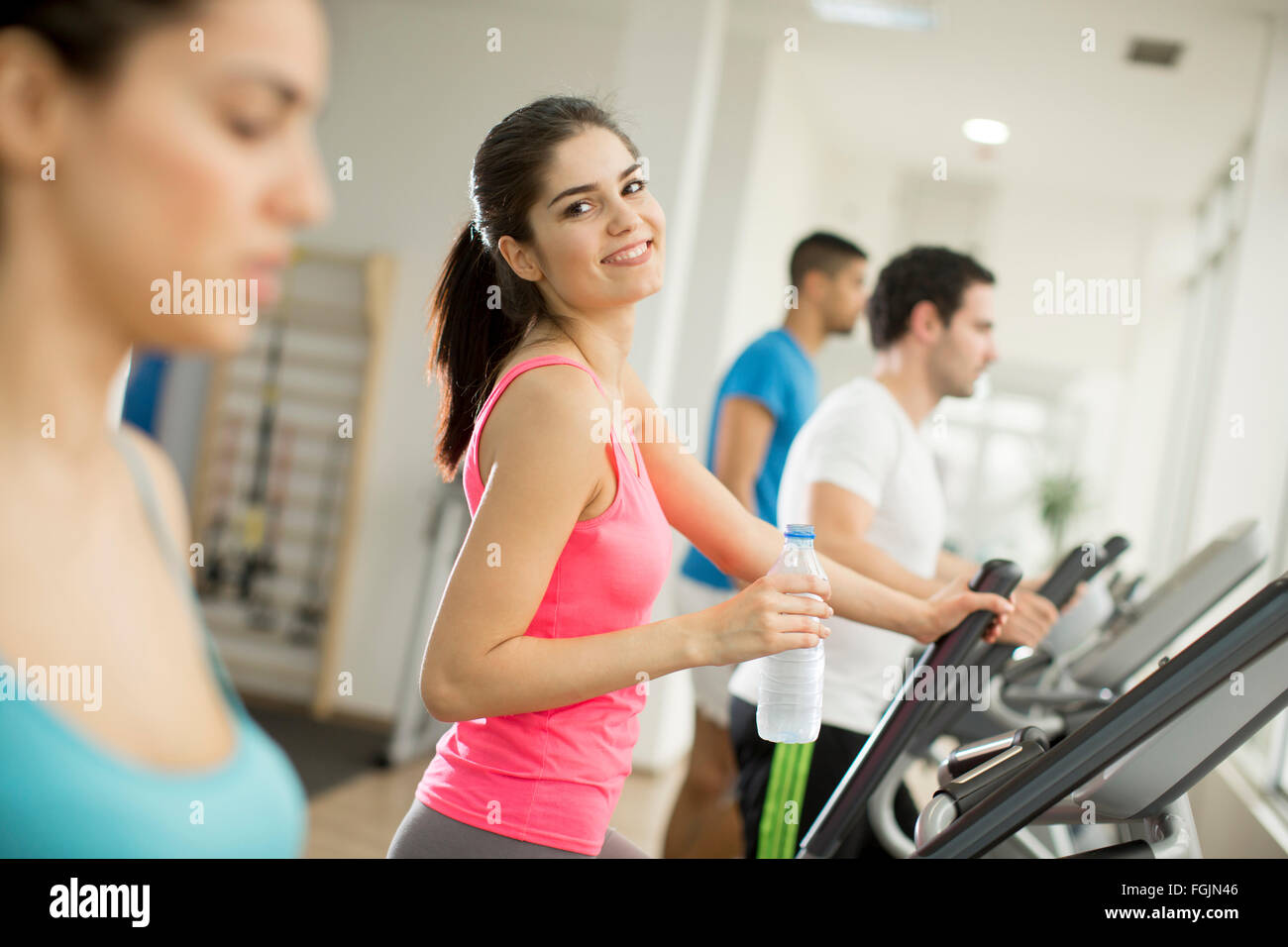 Young people training in the gym Stock Photo