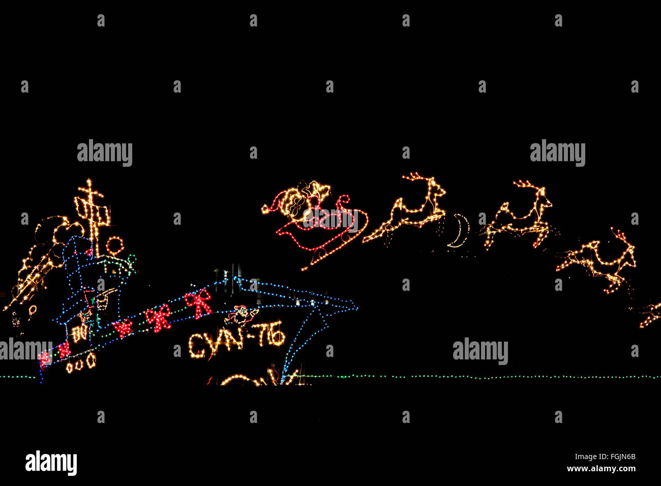 Santa's sleigh take off from an aircraft carrier Stock Photo