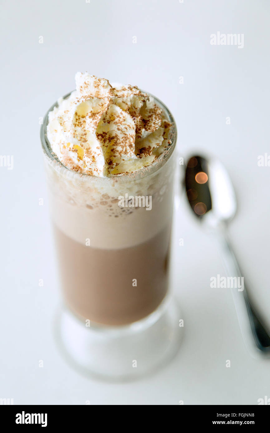 Hot chocolate with whipped cream Stock Photo
