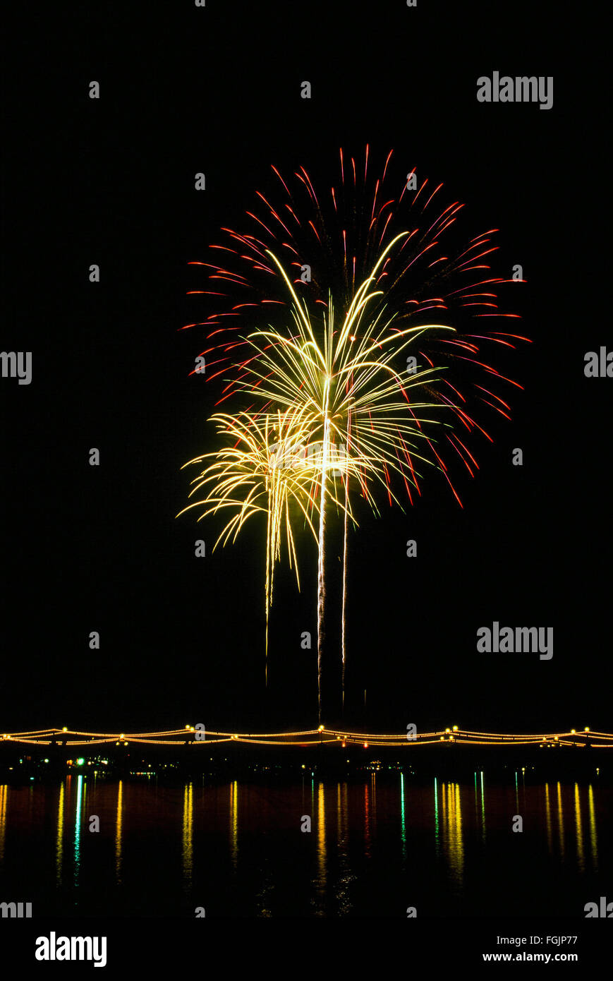 Massive fireworks display in Tempe Arizona for New Years Eve Stock