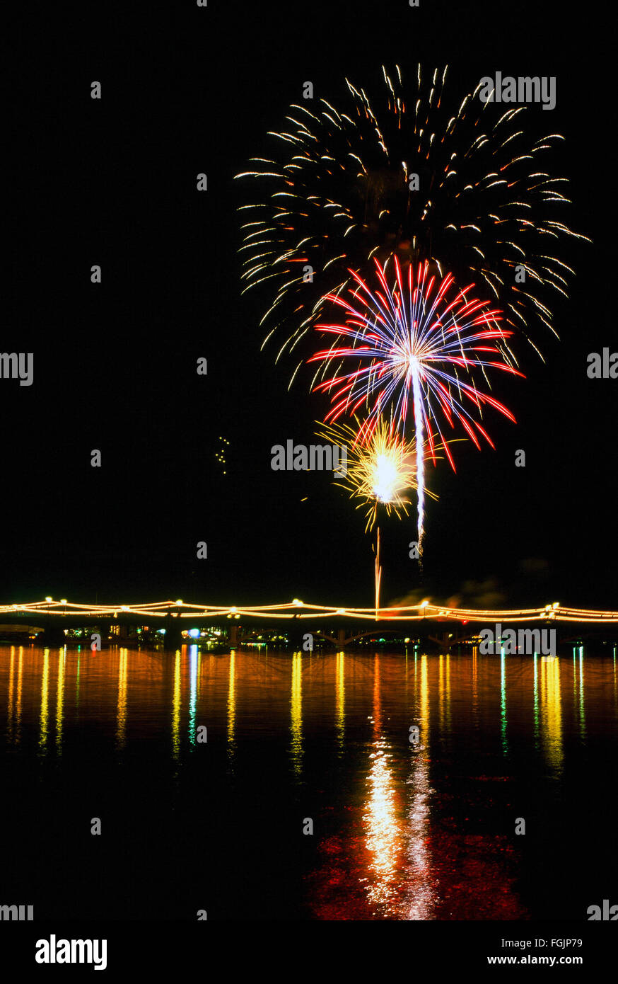 Massive fireworks display in Tempe Arizona for New Years Eve Stock
