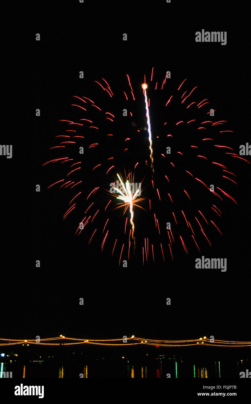 Massive fireworks display in Tempe Arizona for New Years Eve Stock