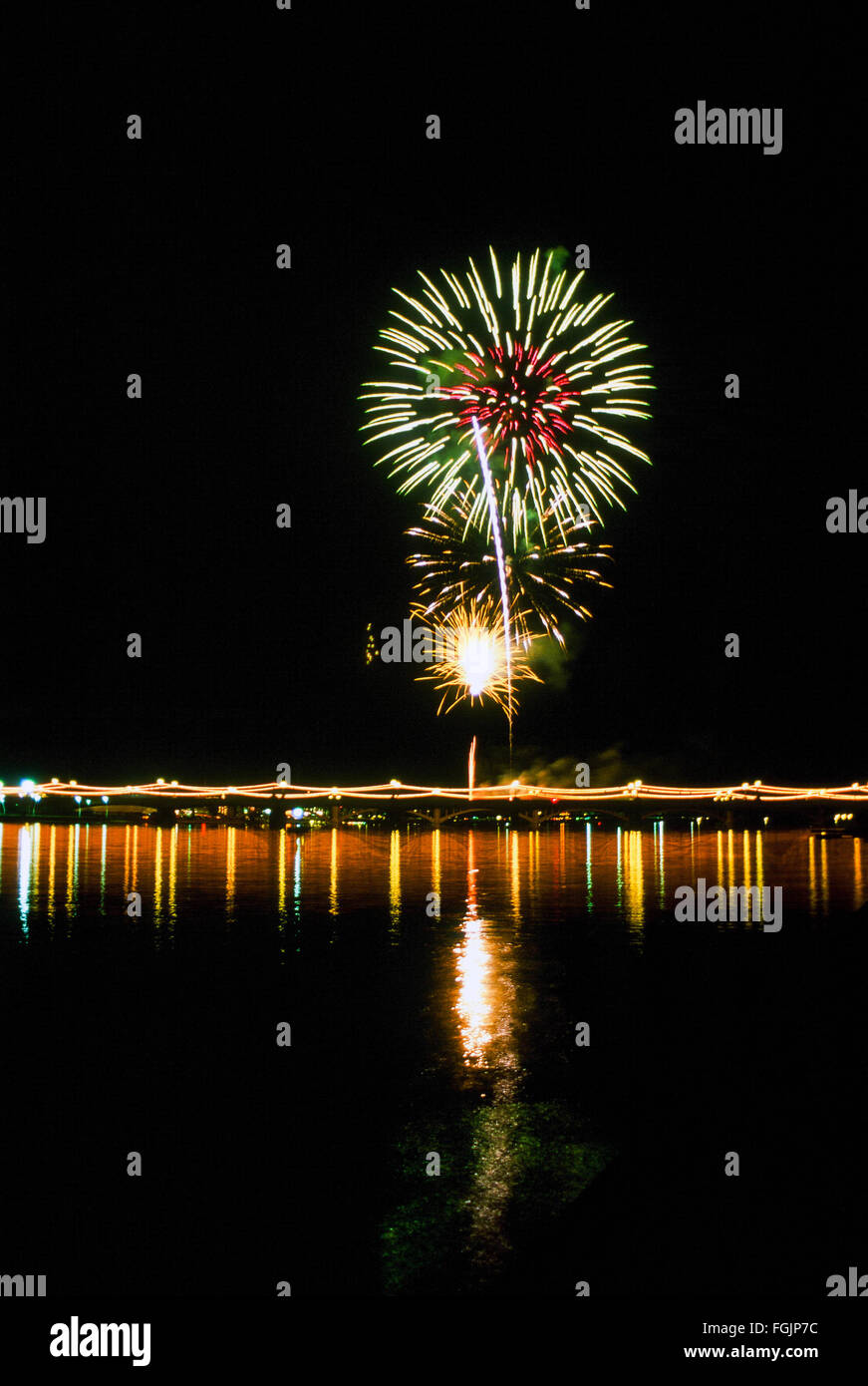 Massive fireworks display in Tempe Arizona for New Years Eve Stock