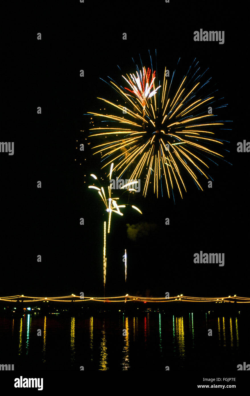 Massive fireworks display in Tempe Arizona for New Years Eve Stock