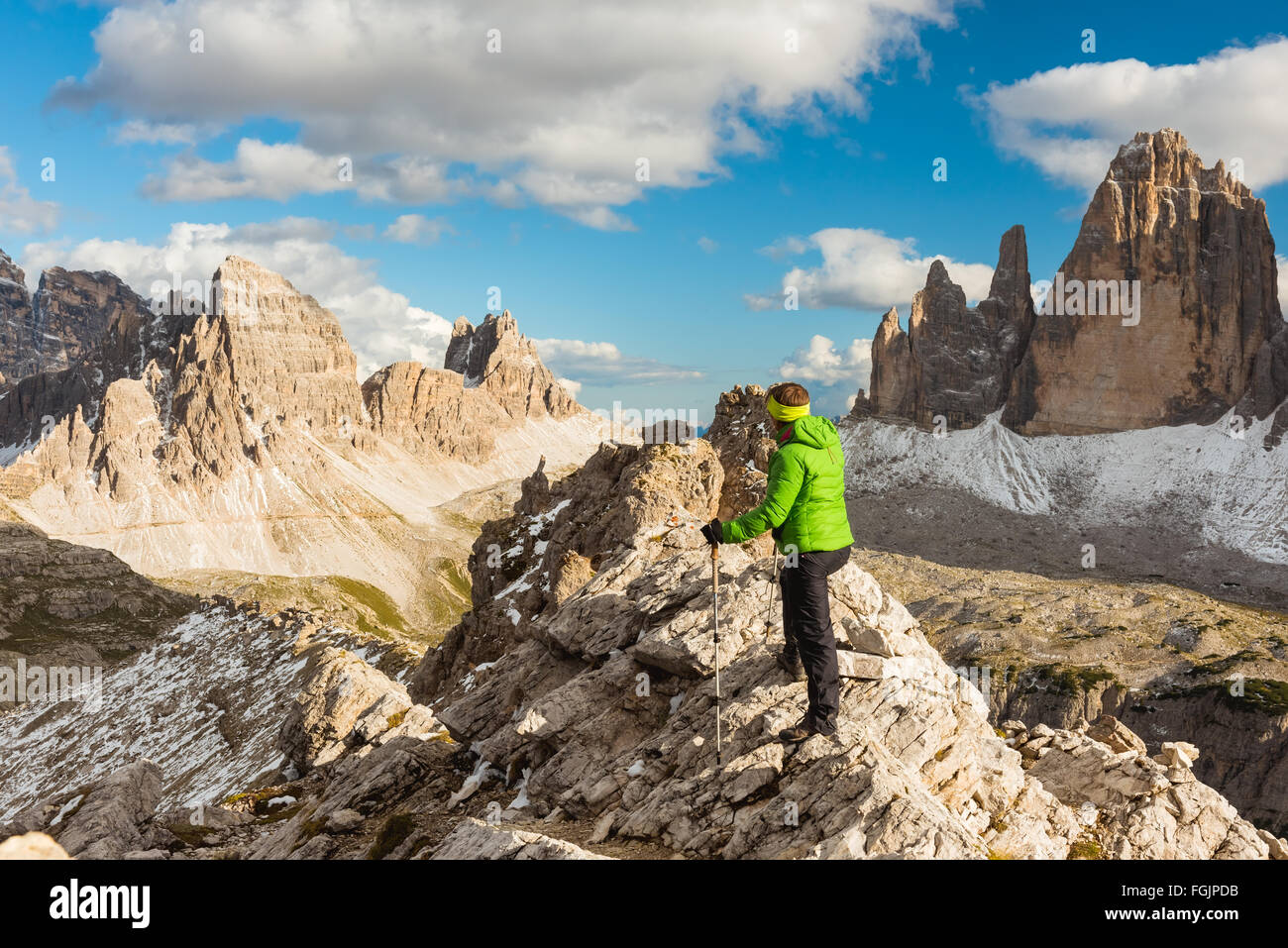 hiker in front of Alps mountains, Italy Stock Photo - Alamy