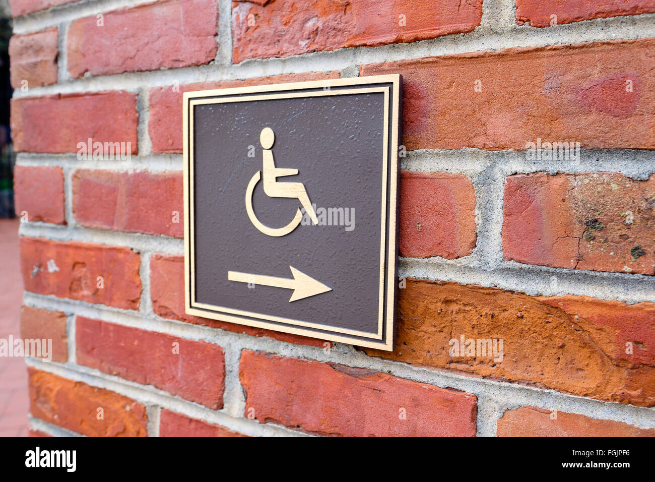 Arrow points to the right for wheelchair access in San Francisco Stock ...