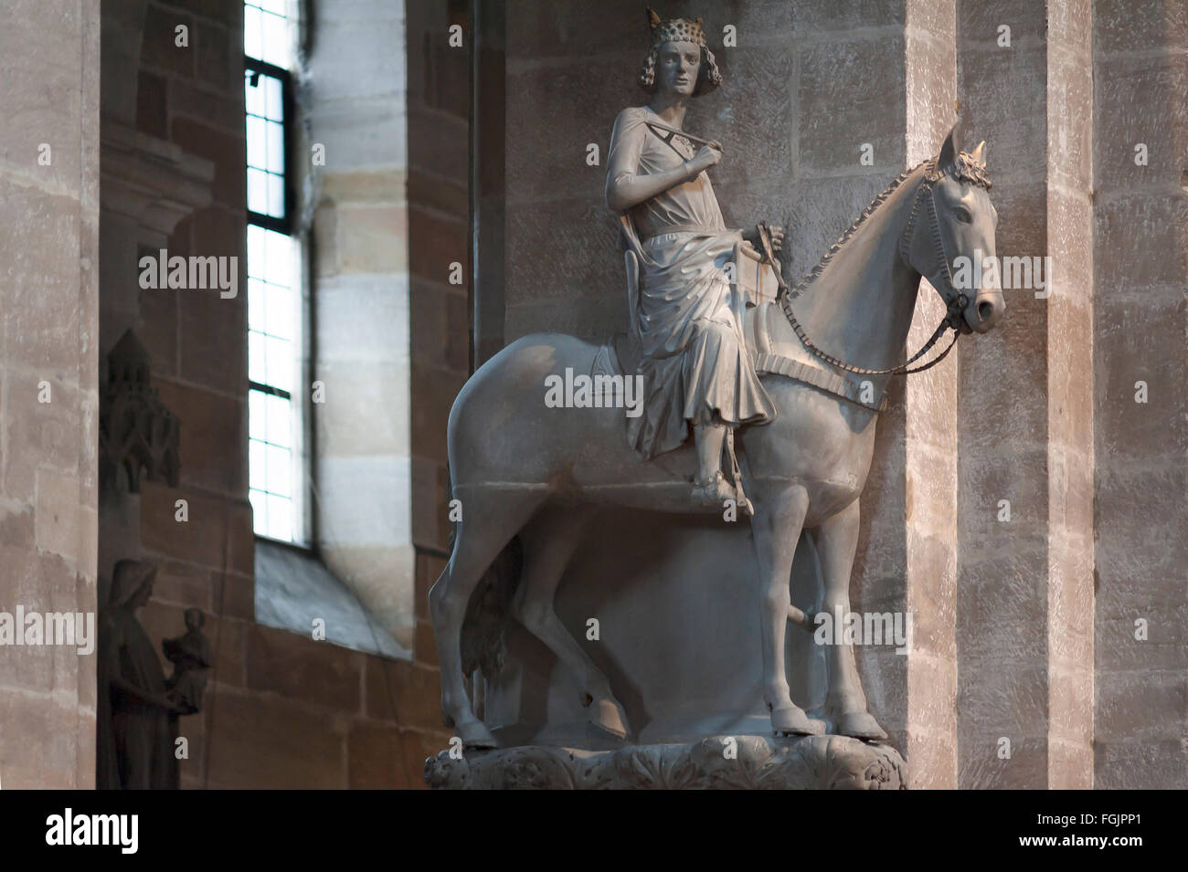 Bamberger horse-rider, stone equestrian statue, medieval, Bamberg Cathedral, UNESCO World Heritage Site, Bamberg Stock Photo