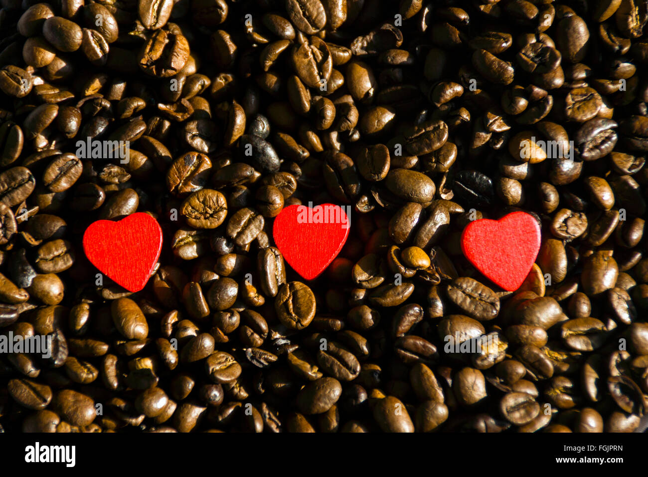 Coffee Beans with heart Stock Photo
