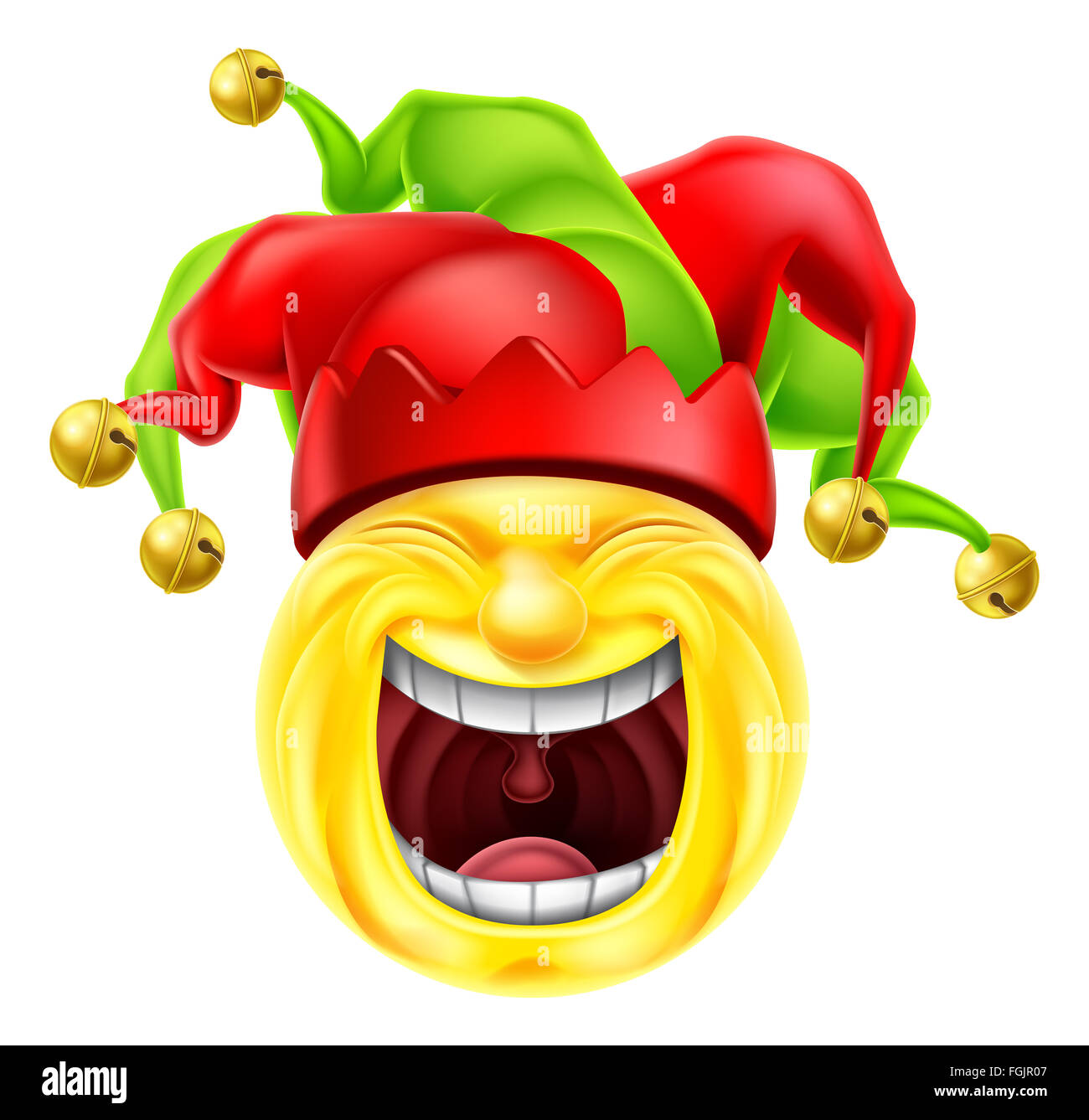 A jester cartoon emotion emoji icon laughing hysterically Stock Photo