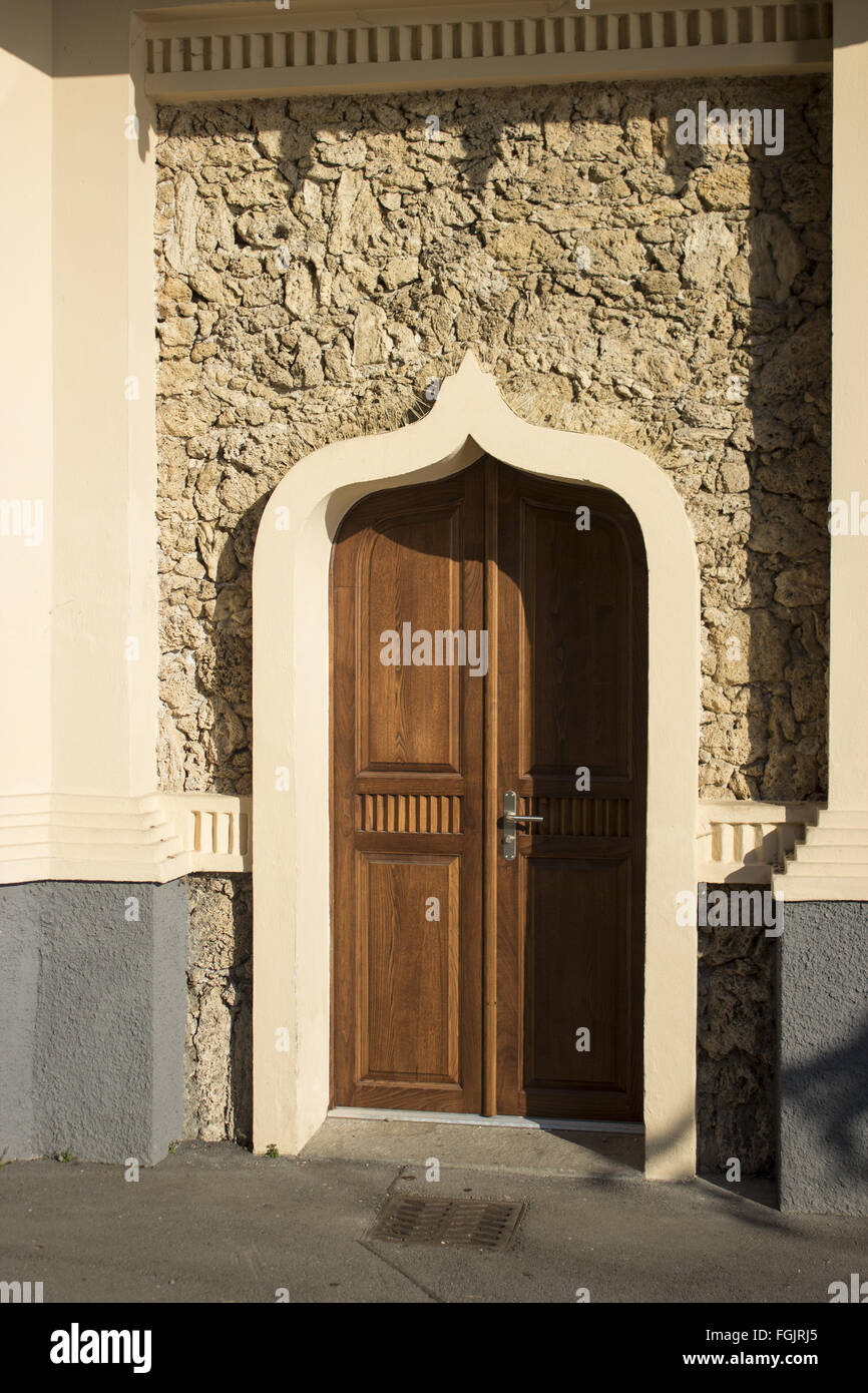 Large Solid Oak Door With Arabesque Cornice Stock Photo 96300013