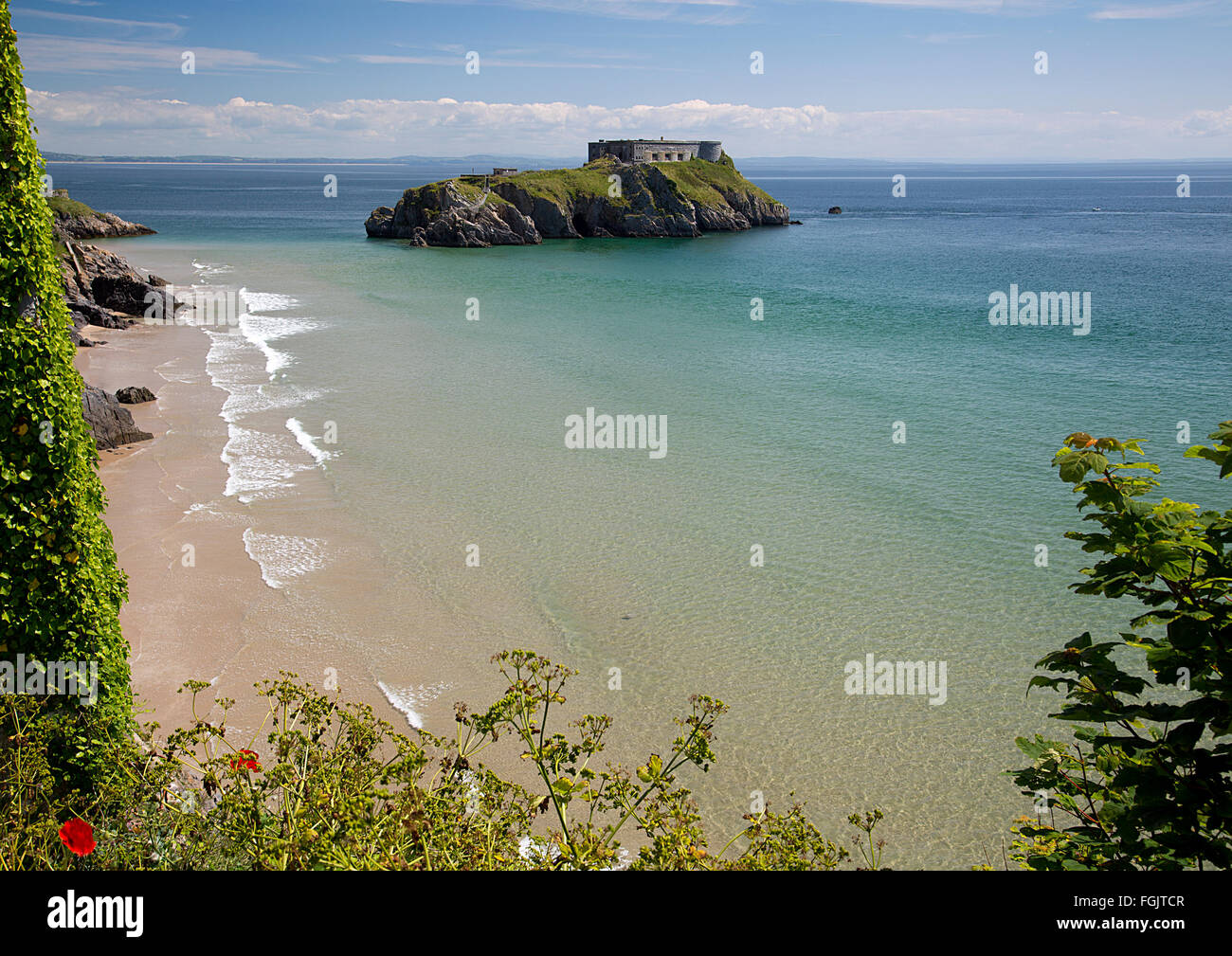 Saint Catherine's Fort on St Catherine's Island, South Beach, Tenby, Pembrokeshire, South Wales, UK Stock Photo