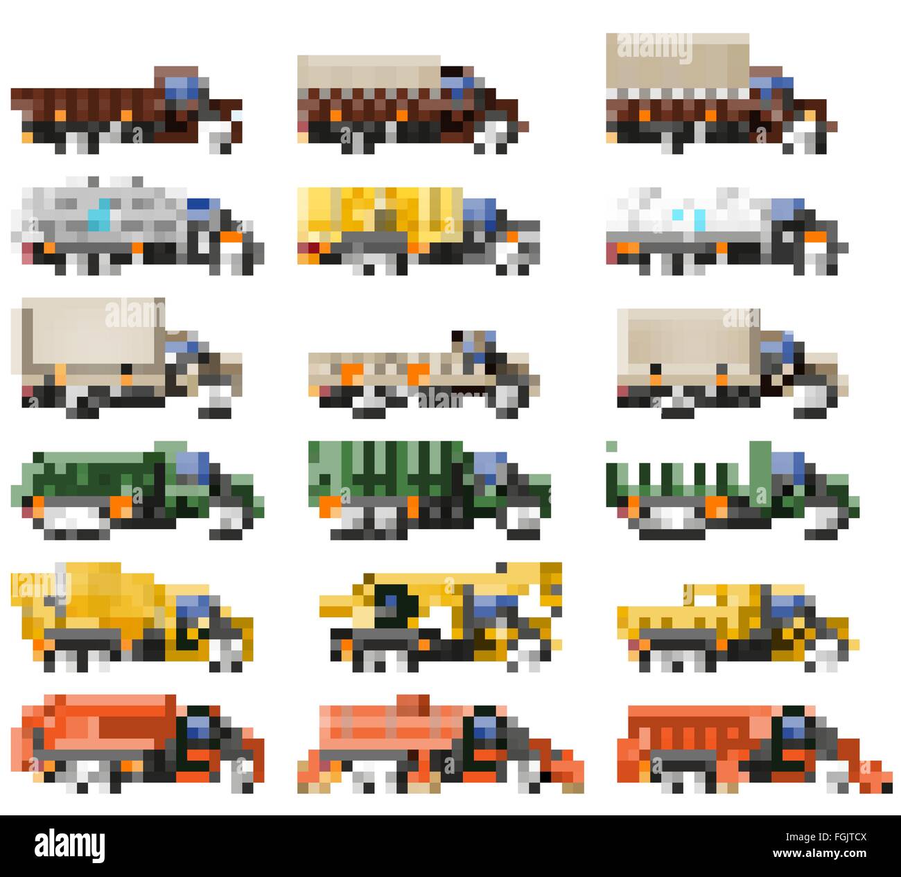 set icons trucks semi trailer vector illustration isolated on white ...