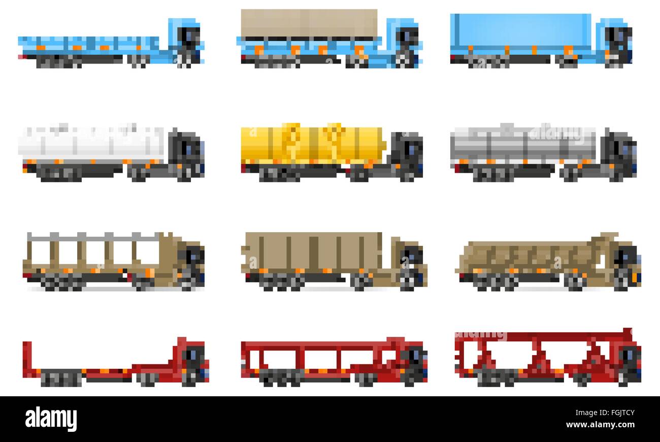 set icons trucks semi trailer vector illustration isolated on white ...