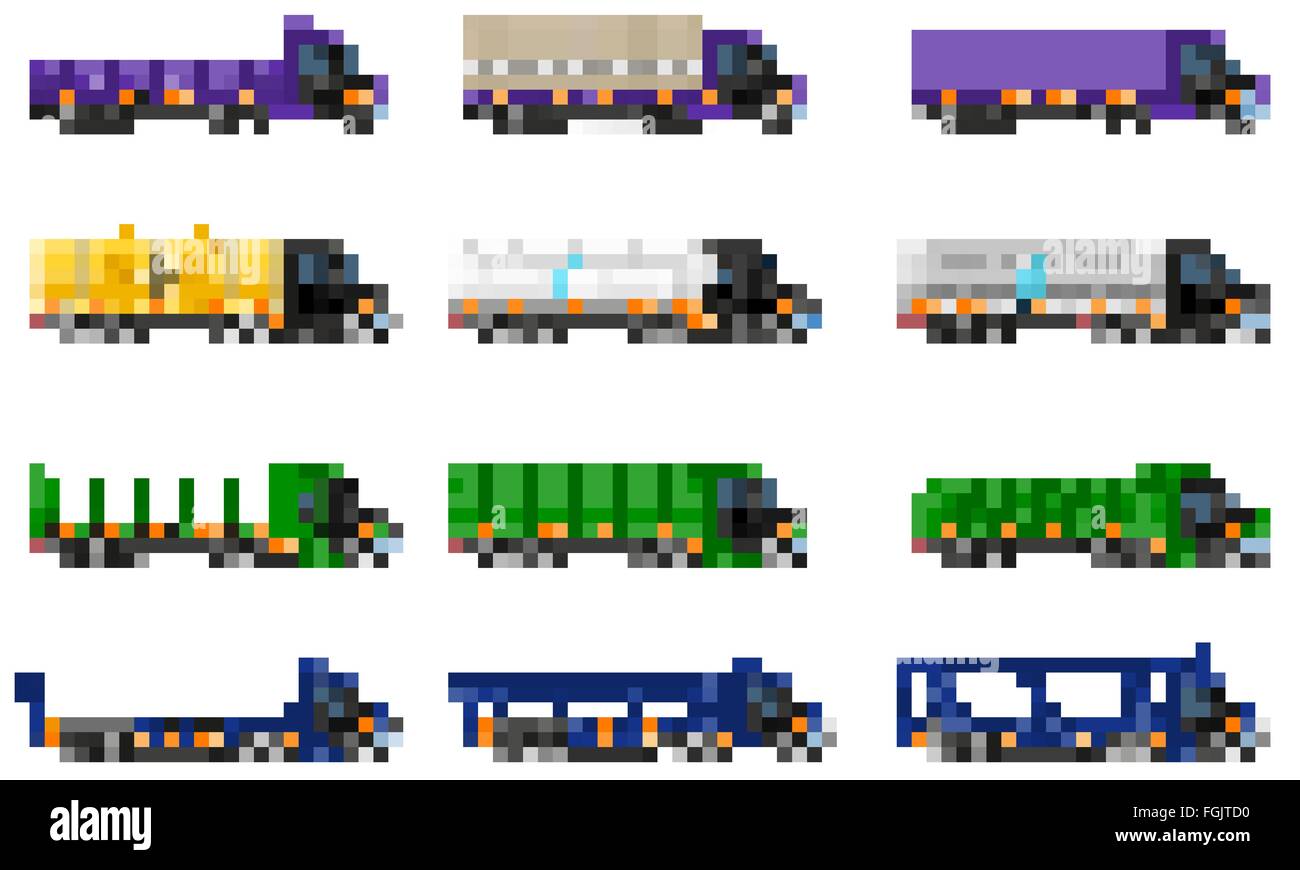set icons trucks semi trailer vector illustration isolated on white ...
