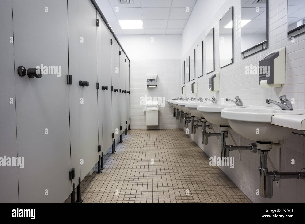 In an public building are womans toilets whit sinks Stock Photo