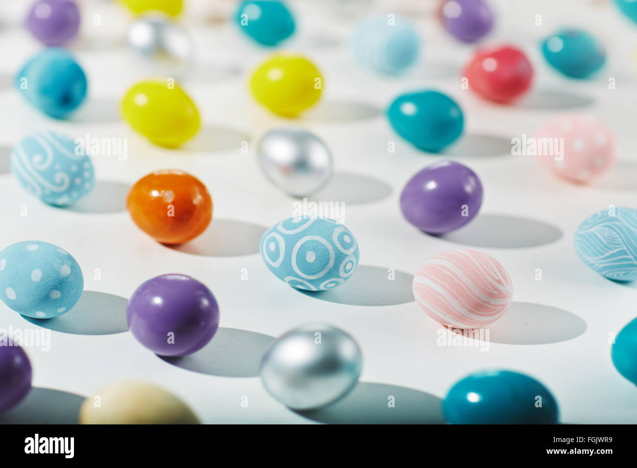 Collection of various painted Easter eggs Stock Photo