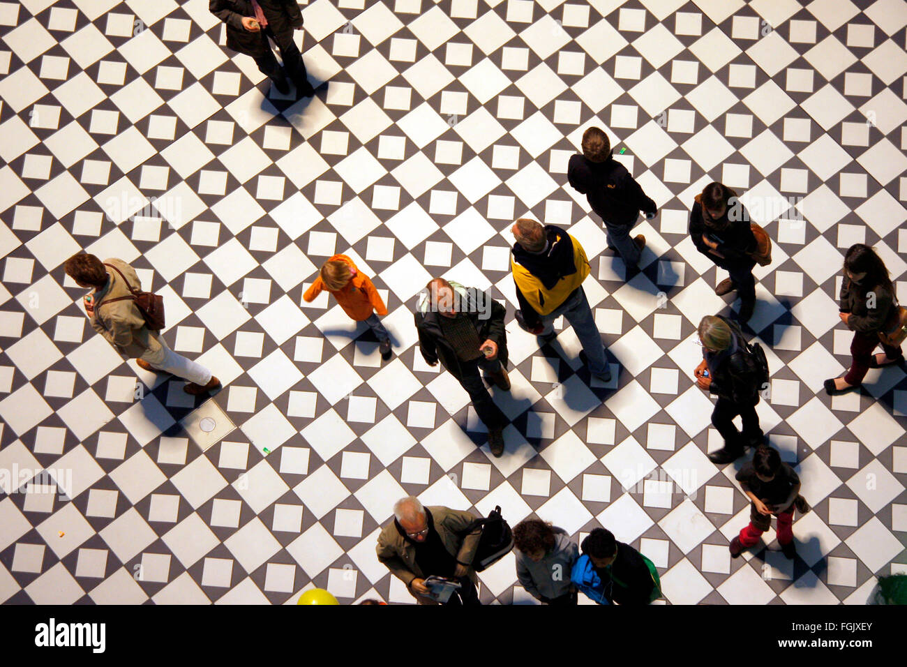 Symbolbild: Demographie - Menschen, Lichthof der TU, Lange Nacht der Wissenschaften, TU Berlin, 2. Juni 2012, Berlin. Stock Photo