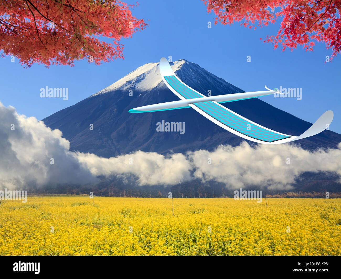 The Solar-powered aircraft with nice background Stock Photo