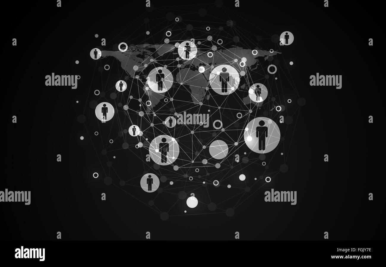 World map with computer icons Stock Photo - Alamy