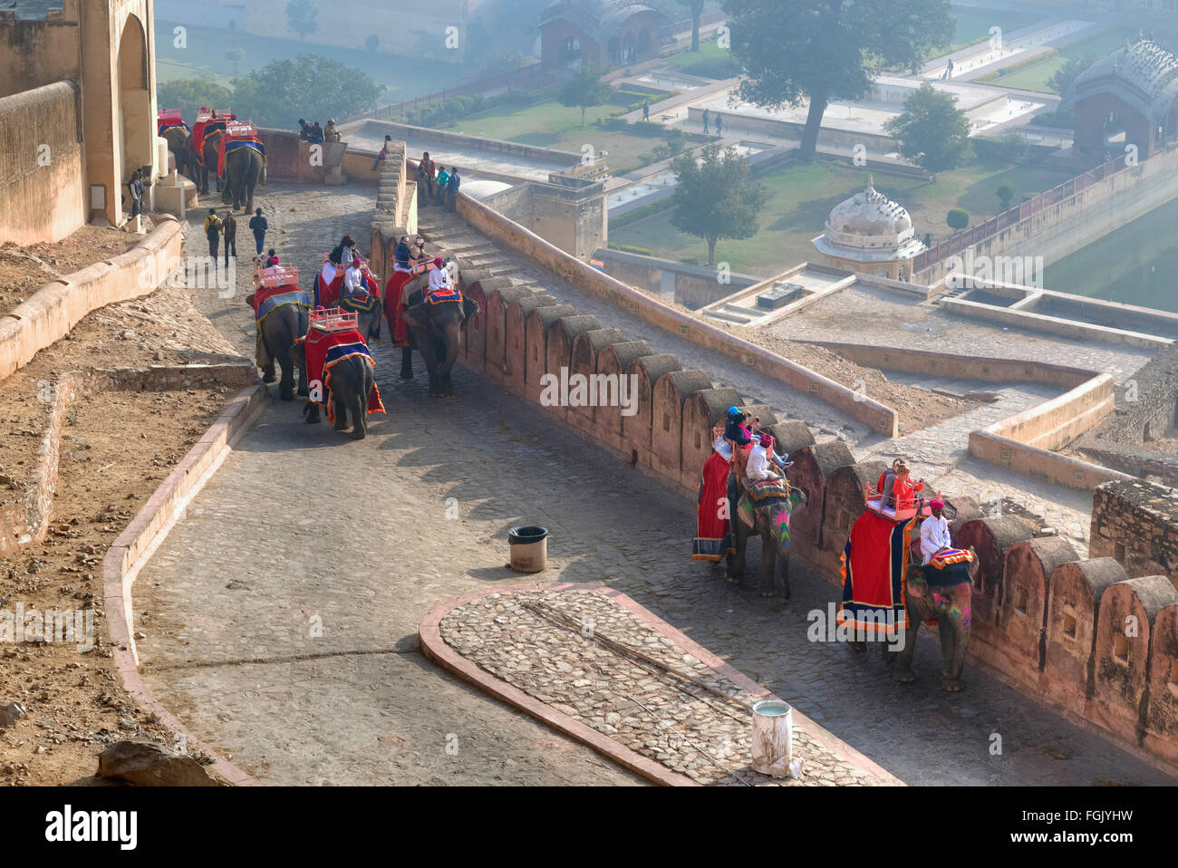 elephant ride, Amer Fort, Jaipur, Rajasthan, India Stock Photo