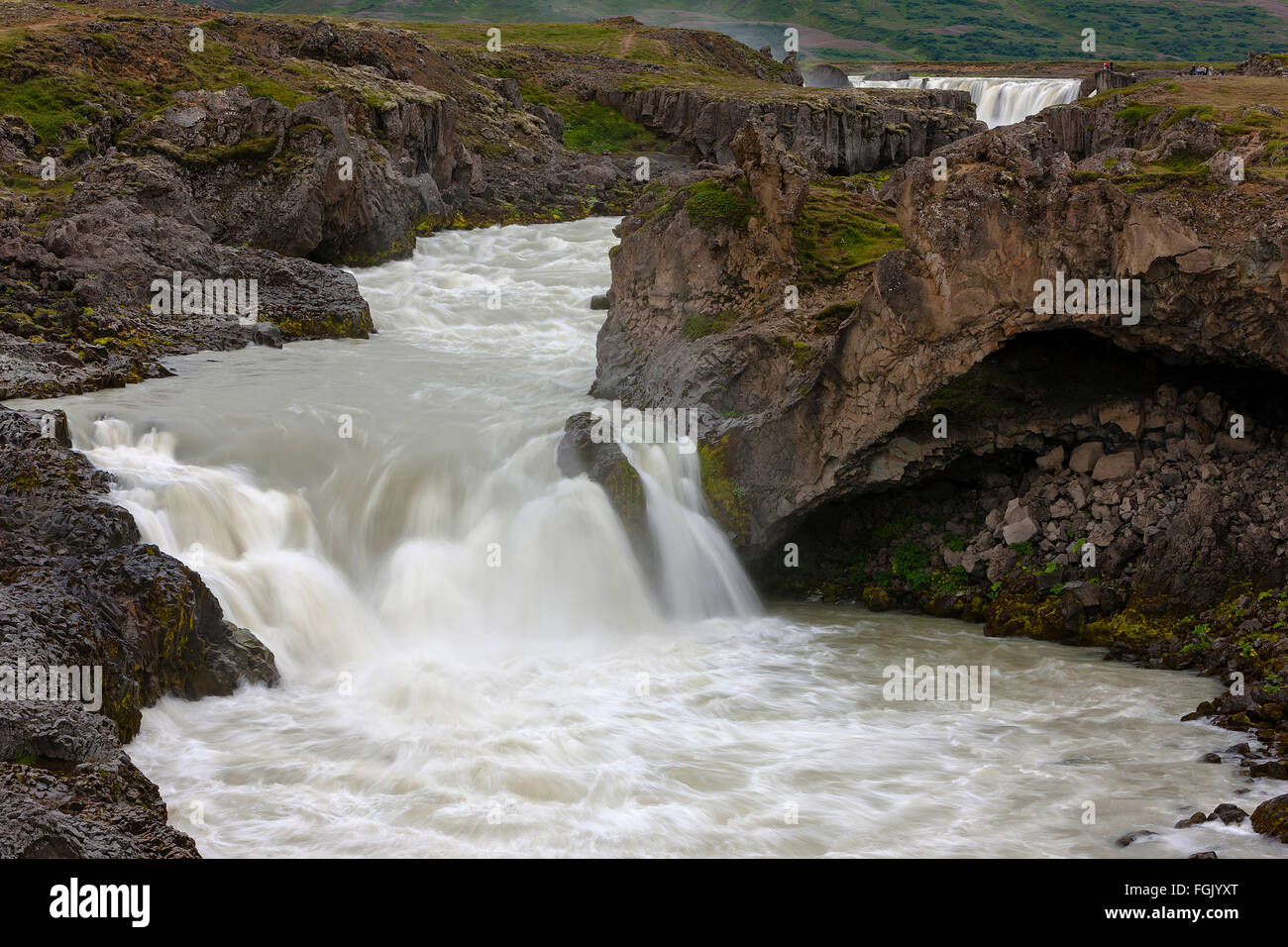 Godafoss located in river Skjálfandafljót which runs through Bárðardalur and Kinn in Northeast Iceland Stock Photo