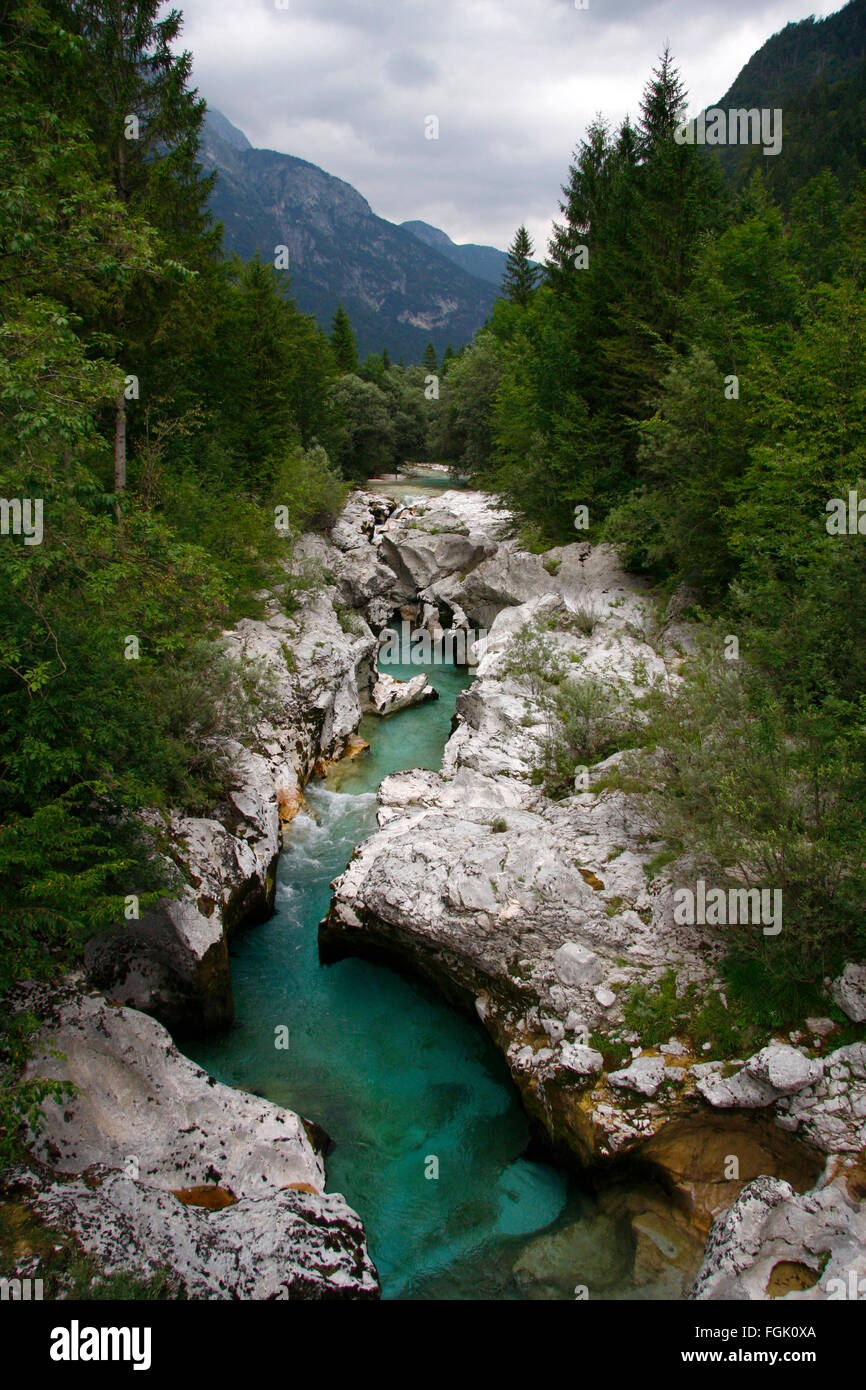 Soca bei Bovec -  Impressionen: julische Alpen/ Julic Alps, Slowenien. Stock Photo