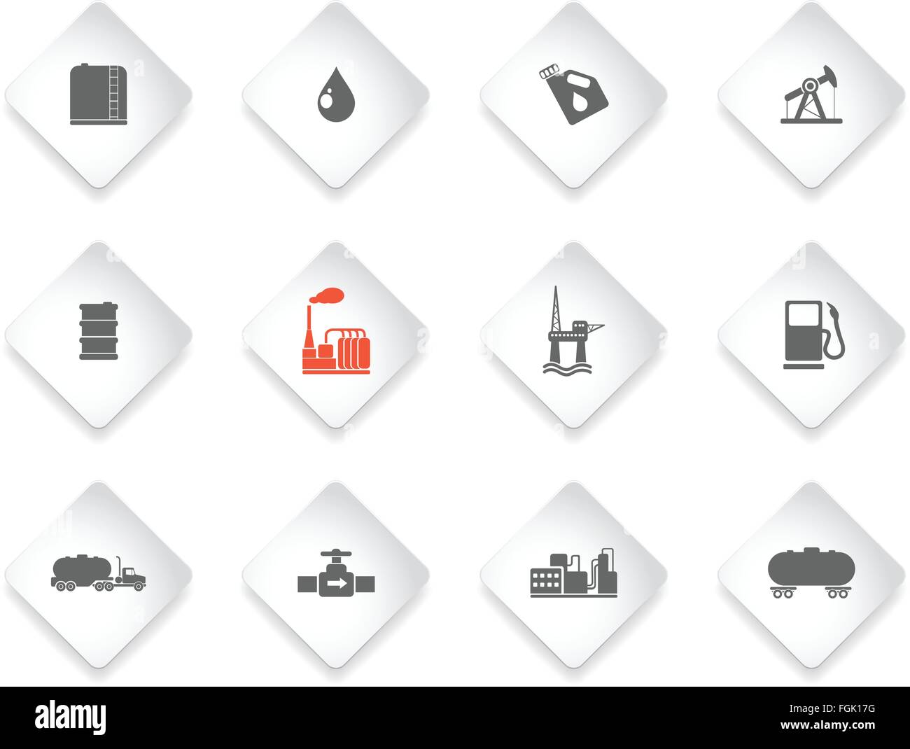 Oil and petrol industry objects icons Stock Vector