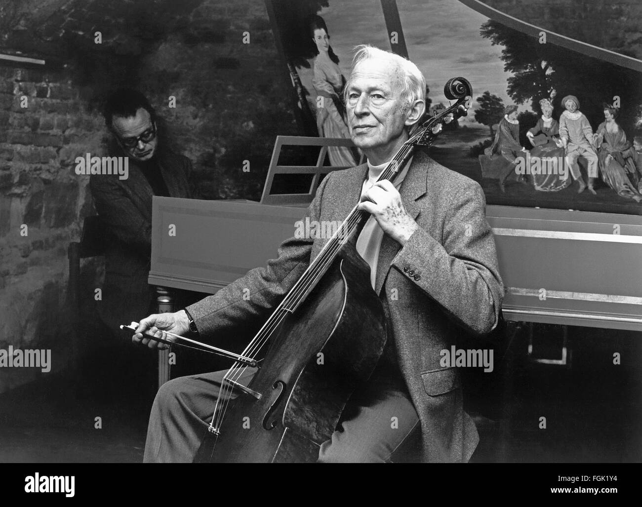 August Wenzinger, 1905-1996, a cellist, viol player, conductor, teacher, and music scholar from Basel, Switzerland, Stock Photo